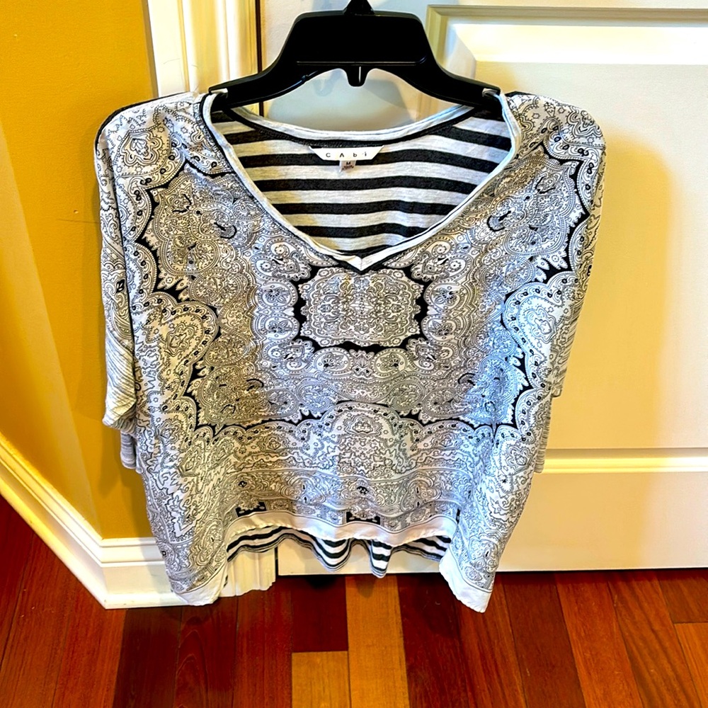 CAbi Paisley-Striped Top